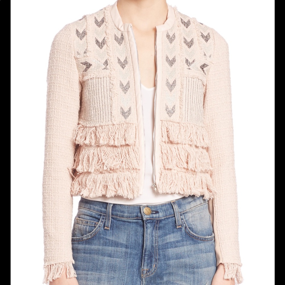 Rebecca Taylor Blush Pink Fringe Jacket